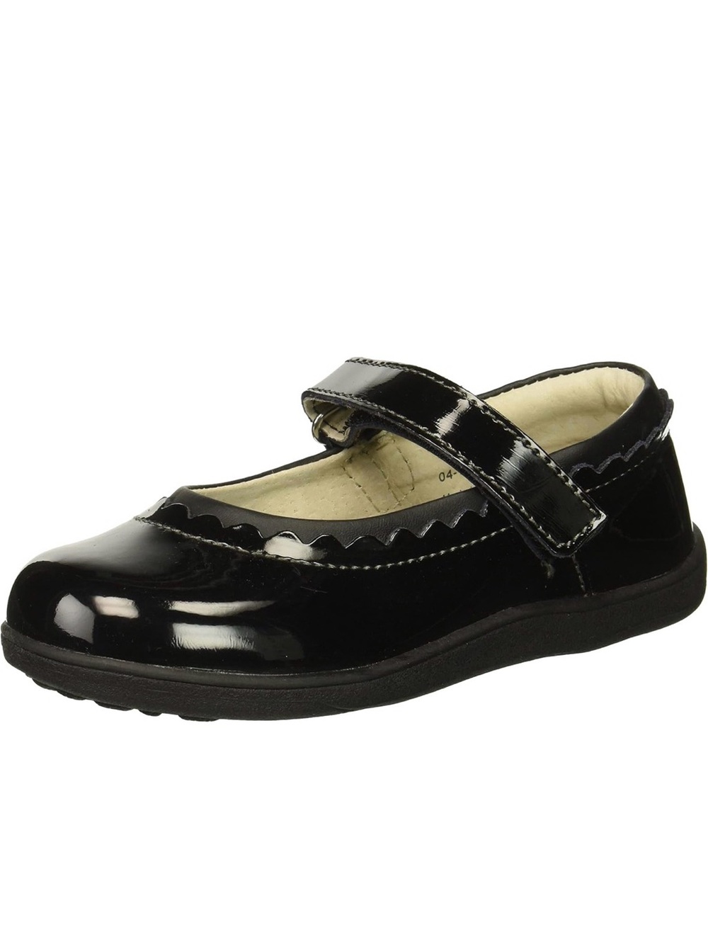See Kai Run Jane II Girls Black Patent Mary Jane with Scalloped Trim